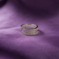 Sterling Silver 925 Double Row Bypass Diamond Look Ring
