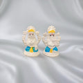 Pure 925 Silver Lakshmi Ganesh Murti - Blue Dhoti Yellow Mukut Design - Hallmarked Chandi Idol Set for Diwali Pooja