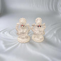 925 Chandi Lakshmi Ganesh Idol - Plain Silver Lotus Base