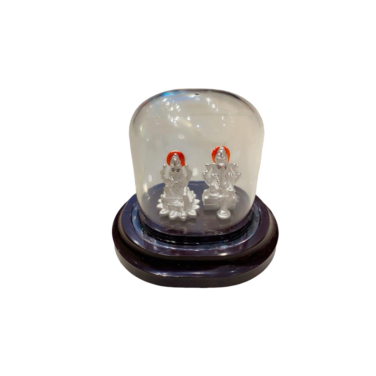 Silver Lakshmi Ganesh Ji with Dome - Orange Prabhaval